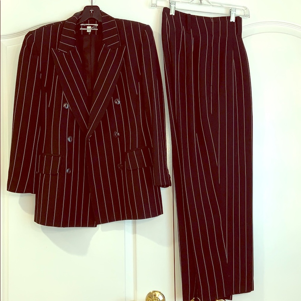 Black and white striped suit